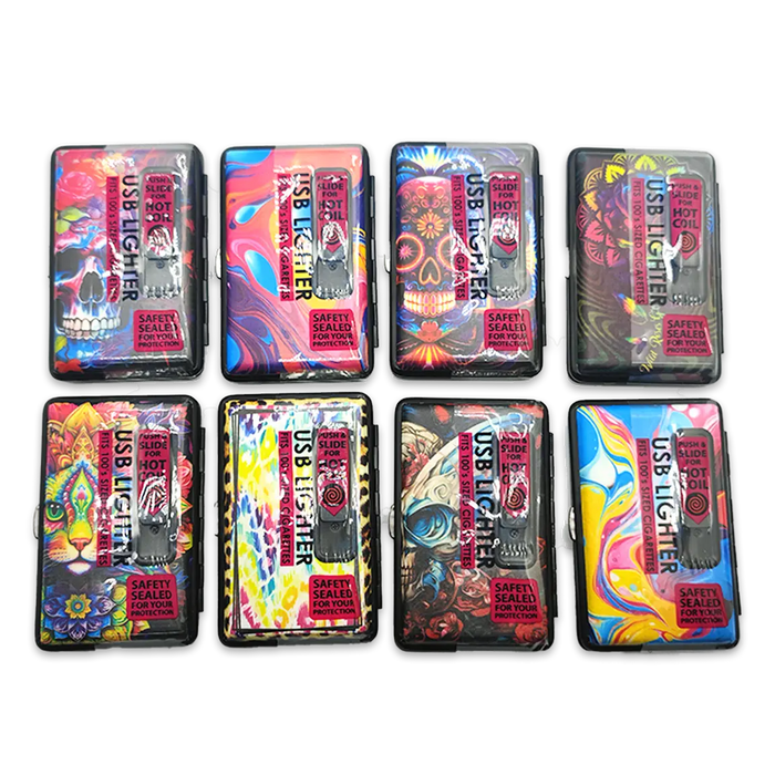 100s Cigarette Case with USB Coil Lighter - 8 Pieces Per Retail Ready Display  24362 SMOKEZILLA
