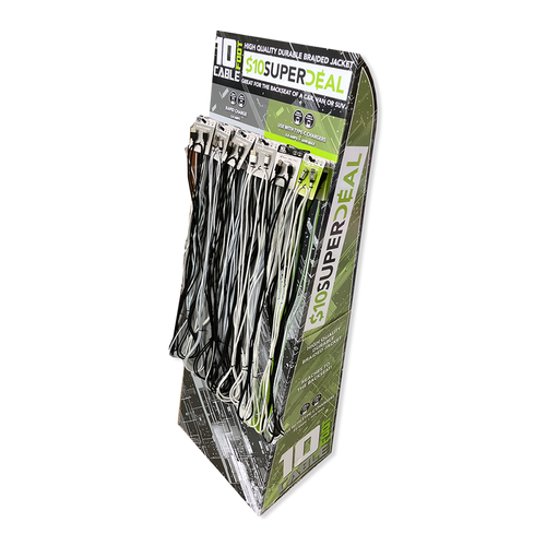 10FT Basic Sync and Charge Cable Assortment - 24 Pieces Per Retail Ready Display Kit 88621 GADGET GEAR