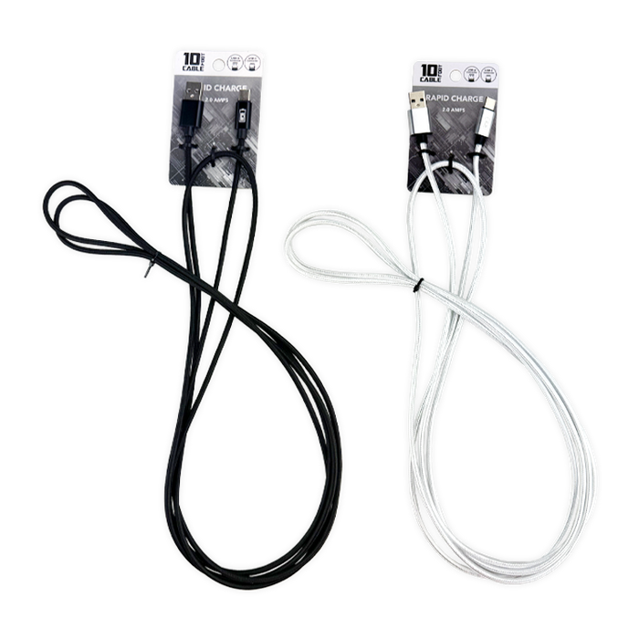 10FT Basic Sync and Charge Cable Assortment - 24 Pieces Per Retail Ready Display Kit 88621 GADGET GEAR
