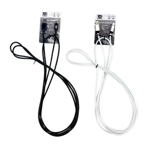 10FT Basic Sync and Charge Cable Assortment - 24 Pieces Per Retail Ready Display Kit 88621 GADGET GEAR