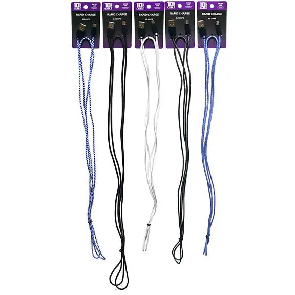 10FT Basic Sync and Charge Cable Assortment - 24 Pieces Per Retail Ready Display 88268 NOVELTY INC