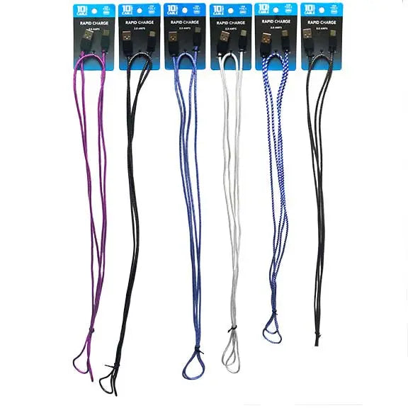 10FT Basic Sync and Charge Cable Assortment - 24 Pieces Per Retail Ready Display 88268 NOVELTY INC