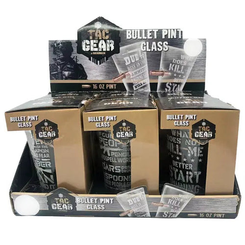 16 oz Tac Gear Bullet Patriotic Pint Glass - 6 Pieces Per Retail Ready Display 23151 TAC GEAR