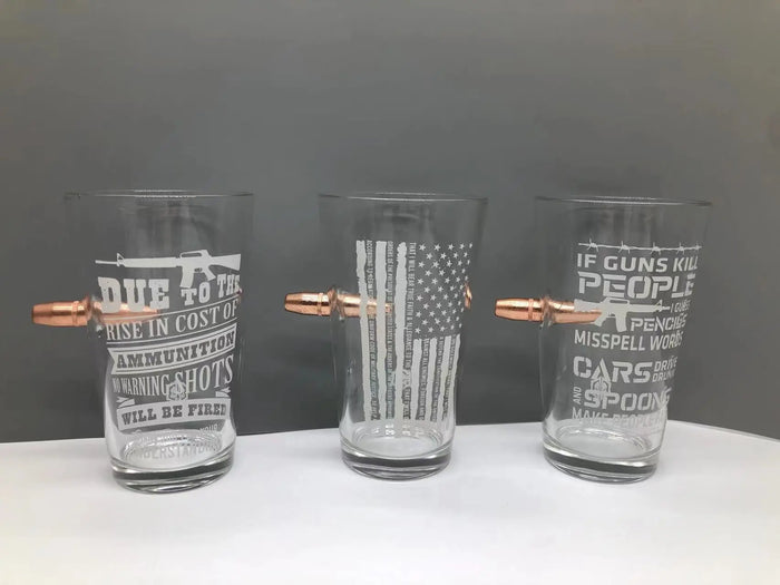 16 oz Tac Gear Bullet Patriotic Pint Glass - 6 Pieces Per Retail Ready Display 23151 TAC GEAR