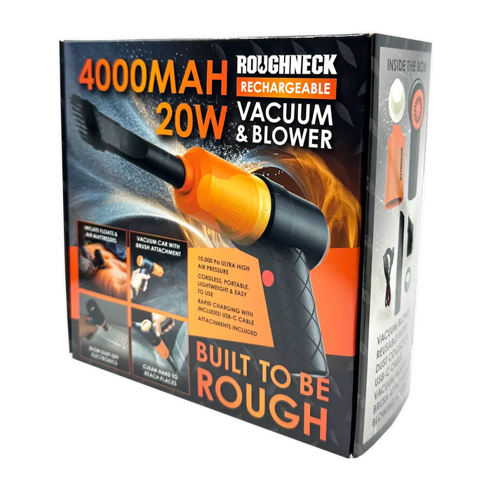 3-in-1 Rechargeable Vacuum Blower Pump 20 Watts - 4 Pieces Per Retail Ready Display 25403 ROUGHNECK