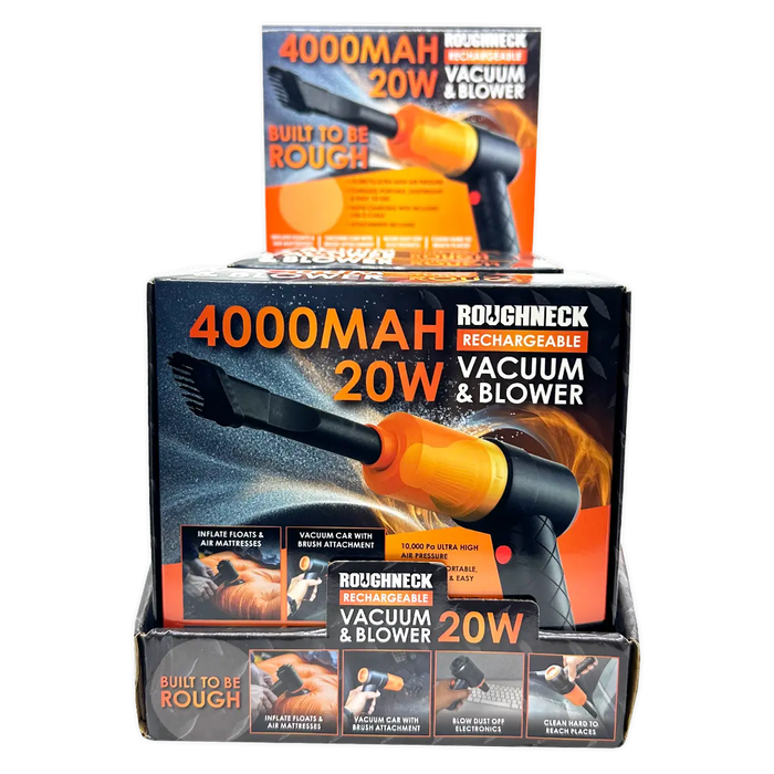 3-in-1 Rechargeable Vacuum Blower Pump 20 Watts - 4 Pieces Per Retail Ready Display 25403 ROUGHNECK