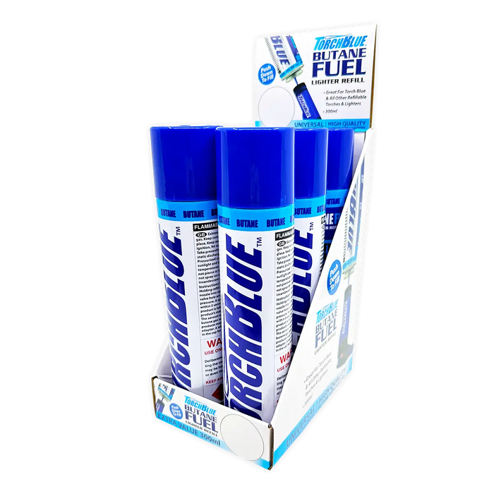 300ML Bulk Torch Blue Butane Refill - 6 Pieces Per Retail Ready Display 22399 TORCH BLUE