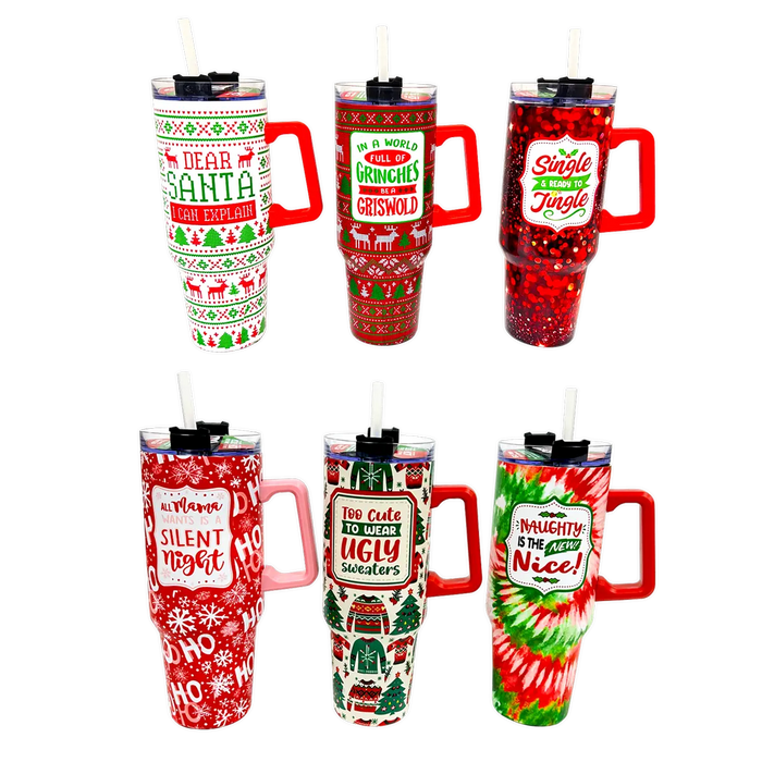 40 oz Insulated Stainless-Steel Holiday Cup - 6 Pieces Per Retail Ready Display 41709 ROUGHNECK