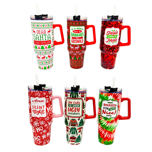 40 oz Insulated Stainless-Steel Holiday Cup - 6 Pieces Per Retail Ready Display 41709 ROUGHNECK