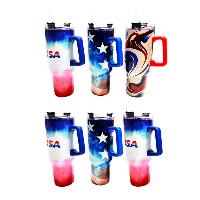 40 oz Stainless-Steel Insulated Patriotic Printed Cups - 6 Pieces Per Retail Ready Display 41686 ROUGHNECK