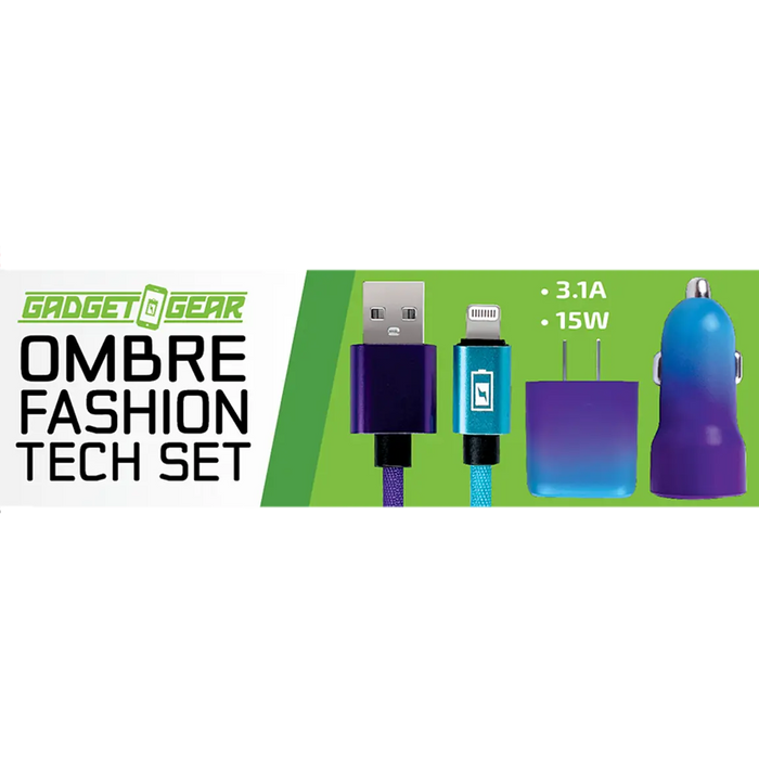 AC Wall and Car Charger Dual USB / USB-C Ports with USB-C and Lightning Charging Cable Assortment - 6 Pieces Per Retail Ready Display 24837 GADGET GEAR