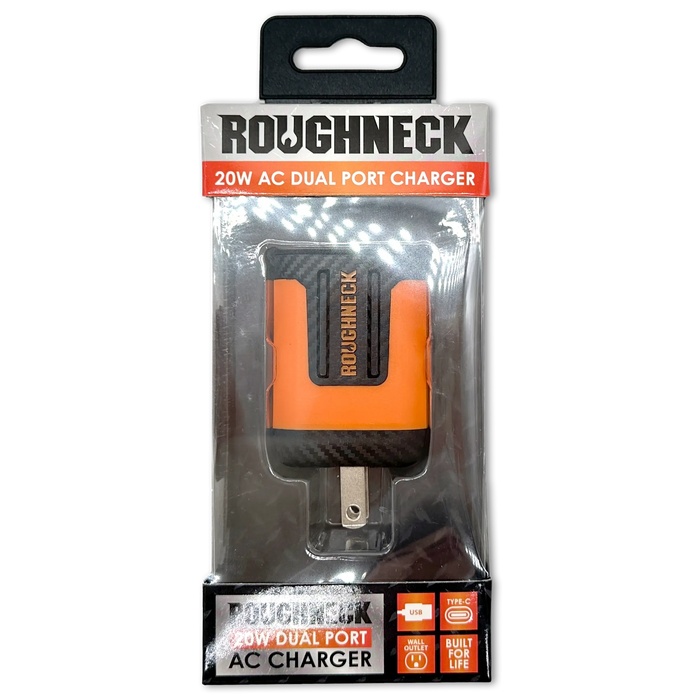 AC Wall Charger Dual Port USB / USB-C 20 Watts - 6 Pieces Per Retail Ready Display 23689 ROUGHNECK