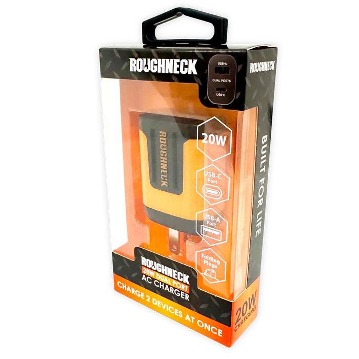 AC Wall Charger Dual USB / USB-C Ports 20 Watts - 3 Pieces Per Pack 24585 ROUGHNECK