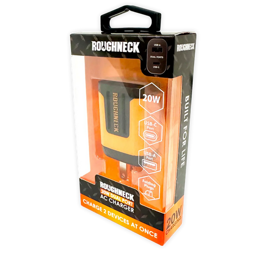 AC Wall Charger Dual USB / USB-C Ports 20 Watts - 3 Pieces Per Pack 24585 ROUGHNECK