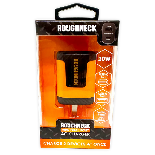 AC Wall Charger Dual USB / USB-C Ports 20 Watts - 3 Pieces Per Pack 24585 ROUGHNECK