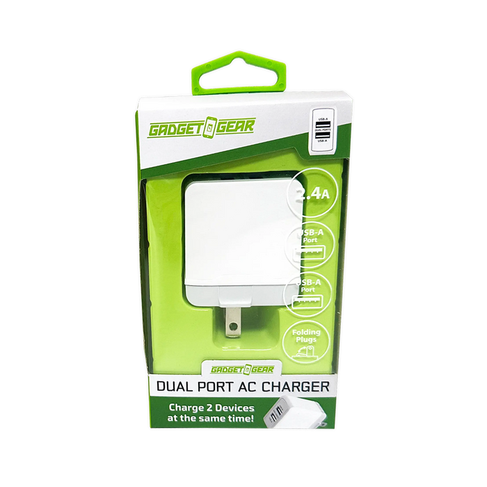AC Wall Charger with Dual USB Port 2.4 Amp - 3 Pieces Per Pack 24629 GADGET GEAR