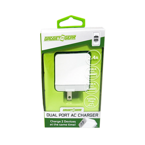 AC Wall Charger with Dual USB Port 2.4 Amp - 3 Pieces Per Pack 24629 GADGET GEAR