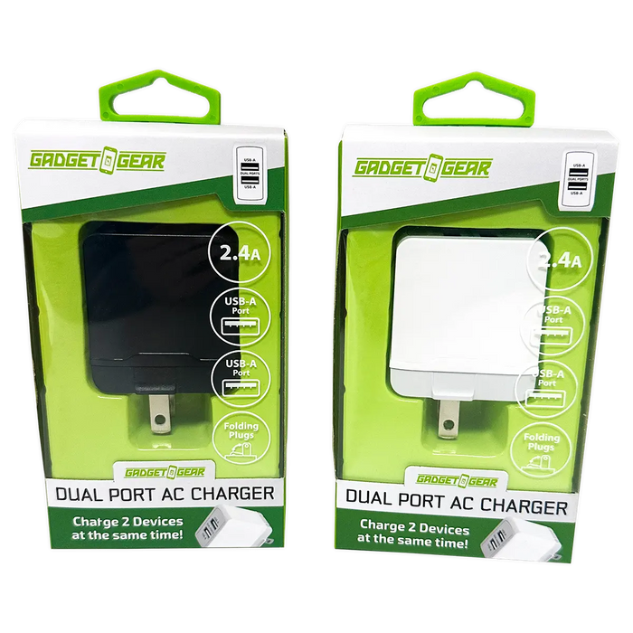 AC Wall Charger with Dual USB Port 2.4 Amp - 3 Pieces Per Pack 24629 GADGET GEAR