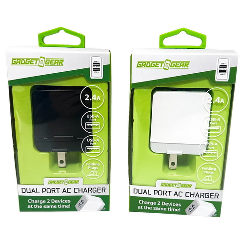 AC Wall Charger with Dual USB Port 2.4 Amp - 3 Pieces Per Pack 24629 GADGET GEAR