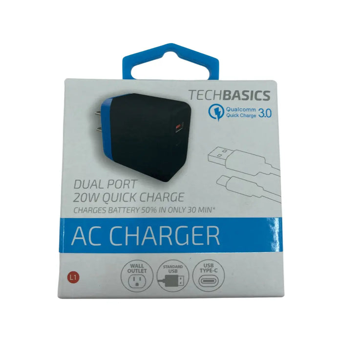 AC Wall Charger with Dual USB / USB-C Ports 20 Watts - 5 Pieces Per Pack 23172 NOVELTY INC