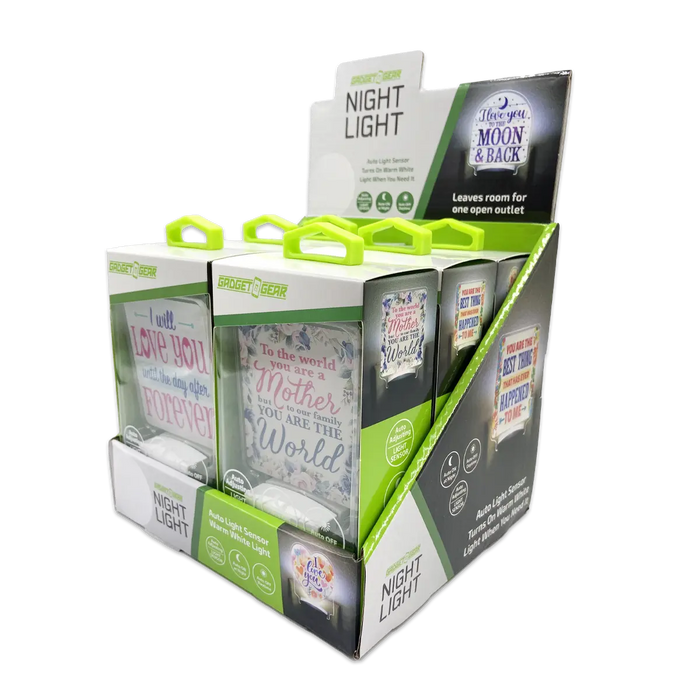 Auto On/Off Sensor Night Light AC Wall - 6 Pieces Per Retail Ready Display 25122 GADGET GEAR