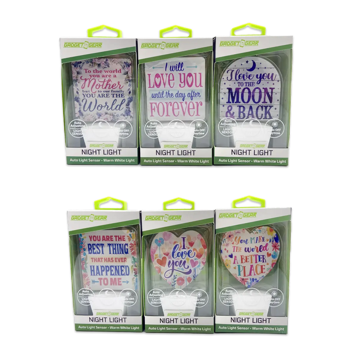 Auto On/Off Sensor Night Light AC Wall - 6 Pieces Per Retail Ready Display 25122 GADGET GEAR