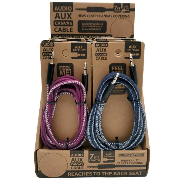 Auxiliary Audio Cable 7FT - 12 Pieces Per Retail Ready Display 23496 GADGET GEAR