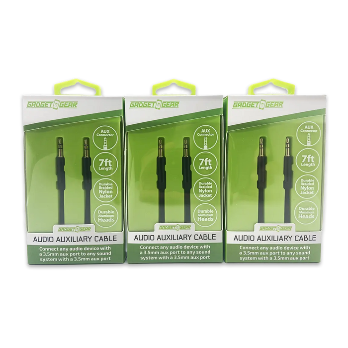 Auxiliary Audio Cable 7FT - 3 Pieces Per Pack 24637 GADGET GEAR