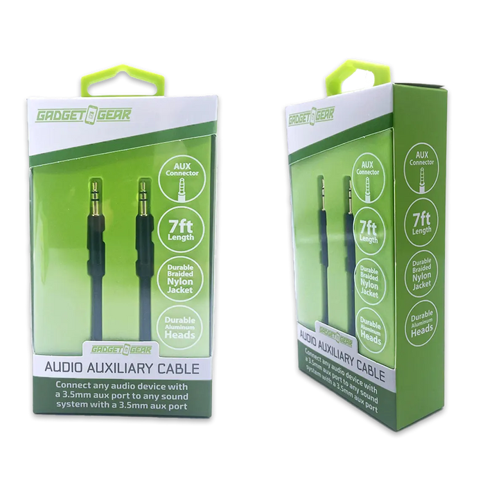 Auxiliary Audio Cable 7FT - 3 Pieces Per Pack 24637 GADGET GEAR