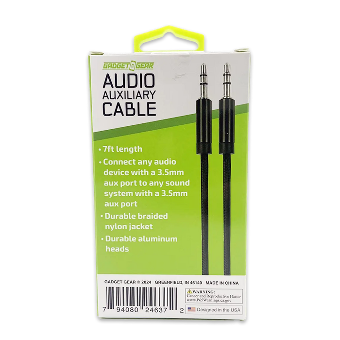 Auxiliary Audio Cable 7FT - 3 Pieces Per Pack 24637 GADGET GEAR