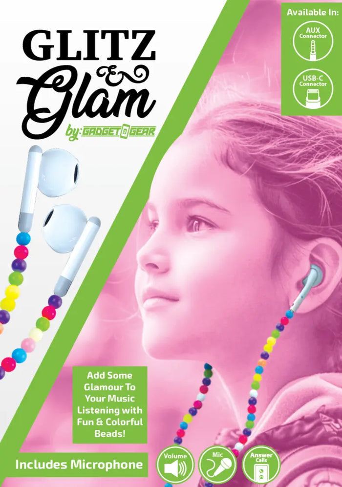 Beaded Earbuds Assortment USB-C / Aux - 6 Pieces Per Retail Ready Display 88569 GADGET GEAR