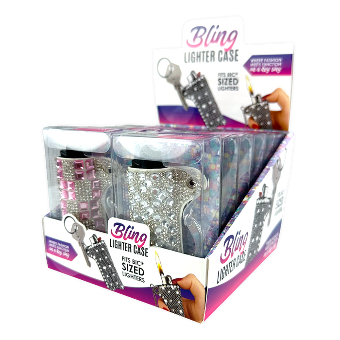 Bling Rhinestone Lighter Case - 12 Pieces Per Retail Ready Display 26101
