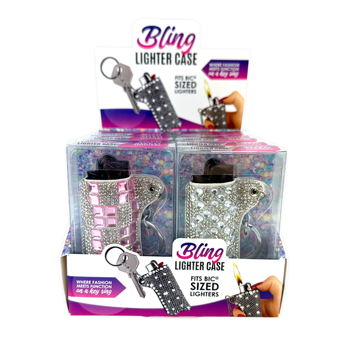 Bling Rhinestone Lighter Case - 12 Pieces Per Retail Ready Display 26101