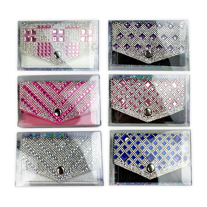 Bling Rhinestone Wallet Keychain - 12 Pieces Per Retail Ready Display 26045