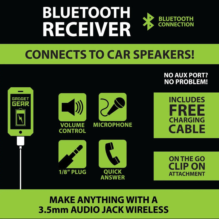 Bluetooth Compatible Receiver with Mic - 4 Pieces Per Pack 23611 GADGET GEAR