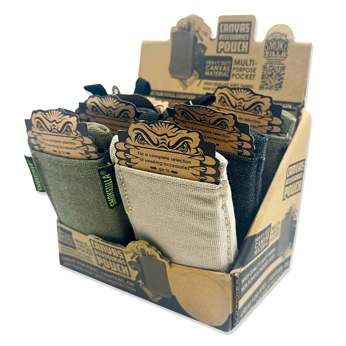 Canvas Accessories Smoker's Pouch with Zipper - 6 Pieces Per Retail Ready Display 22859 SMOKEZILLA