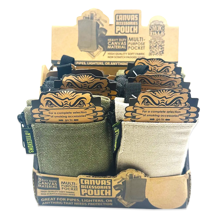 Canvas Accessories Smoker's Pouch with Zipper - 6 Pieces Per Retail Ready Display 22859 SMOKEZILLA