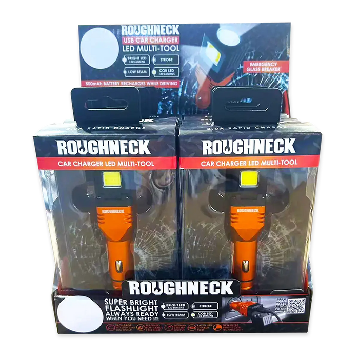Car Charger DC Dual Port USB / USB-C with Flashlight - 6 Pieces Per Retail Ready Display 23693MND ROUGHNECK