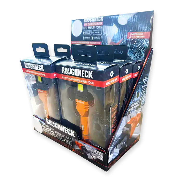 Car Charger DC Dual Port USB / USB-C with Flashlight - 6 Pieces Per Retail Ready Display 23693MND ROUGHNECK