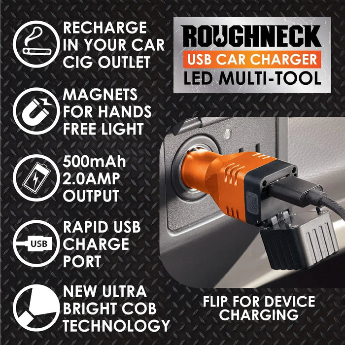 Car Charger DC Dual Port USB / USB-C with Flashlight - 6 Pieces Per Retail Ready Display 23693MN ROUGHNECK