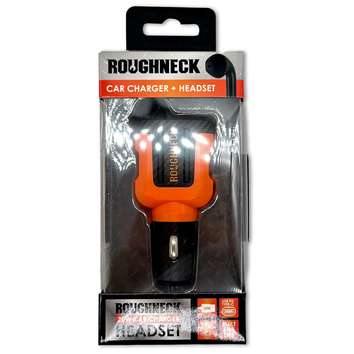 Car Charger Dual Port USB / USB-C with Earbud - 6 Pieces Per Retail Ready Display 23690 ROUGHNECK
