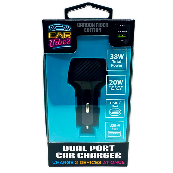 Car Charger Dual USB / USB-C 38 Watts - 3 Pieces Per Pack 24562 CAR VIBEZ