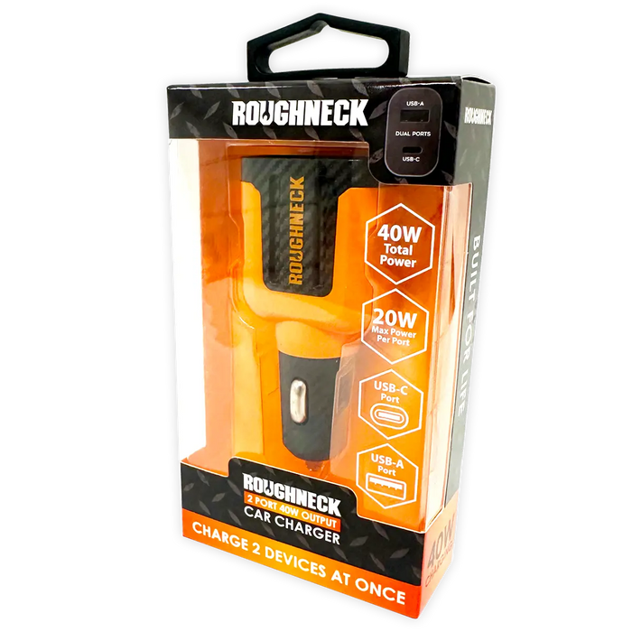Car Charger Dual USB / USB-C Ports 20 Watts - 3 Pieces Per Pack 24587 ROUGHNECK