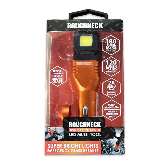 Car Charger USB Port with Flashlight Multi-Tool 2 Amp - 3 Pieces Per Pack 24591 ROUGHNECK