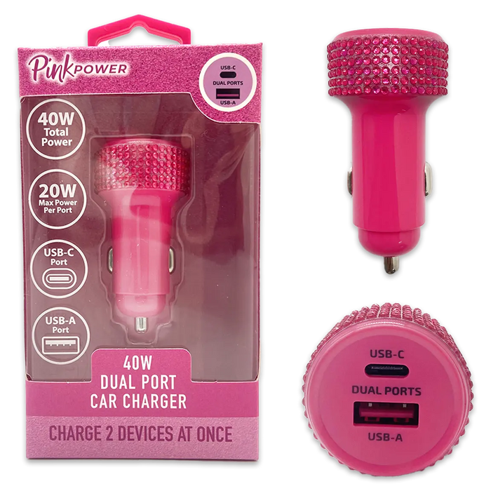 Car Charger / Wall Charger / Charging Cable Pink Power Assortment - 20 Pieces Per Retail Ready Display 88527 GADGET GEAR