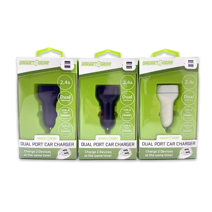 Car Charger with Dual USB Ports 2.4 Amp - 3 Pieces Per Pack 24632 GADGET GEAR