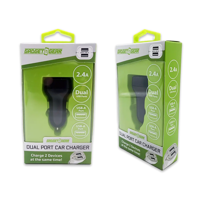 Car Charger with Dual USB Ports 2.4 Amp - 3 Pieces Per Pack 24632 GADGET GEAR