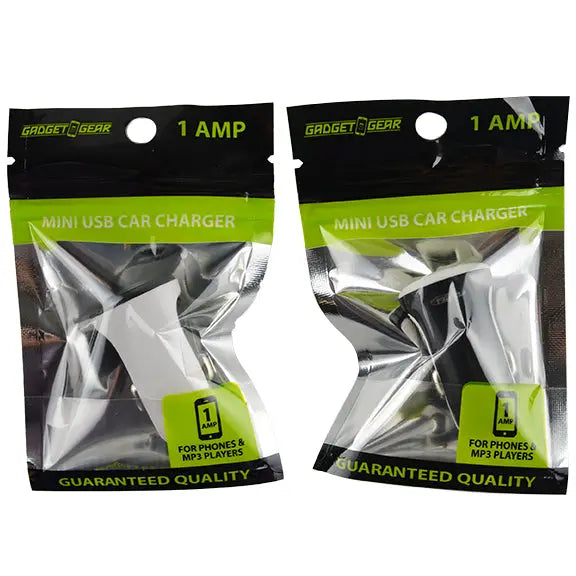 Car Charger with USB Port 1 Amp - 3 Pieces Per Pack 22449 GADGET GEAR