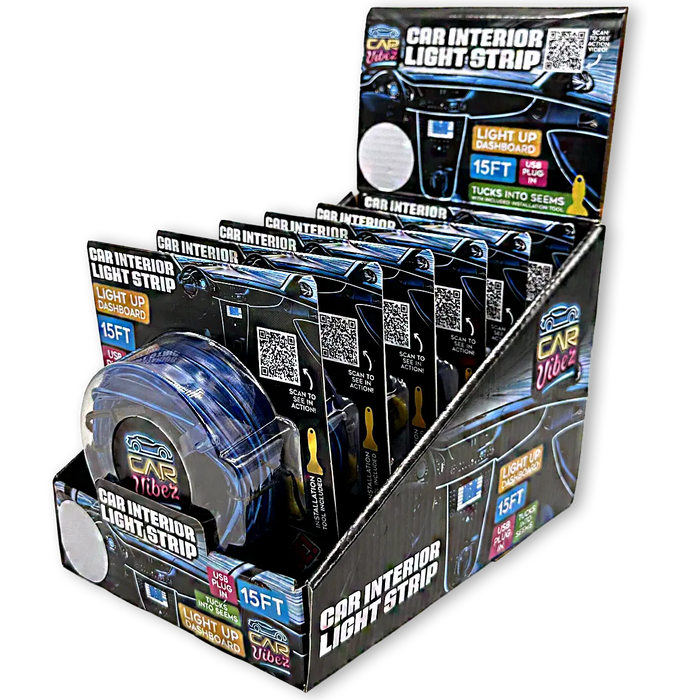 Car Interior Light Strip USB - 6 Pieces Per Retail Ready Display 23698 CAR VIBEZ