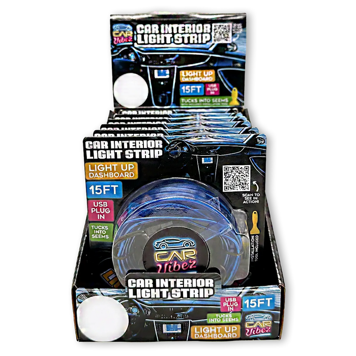 Car Interior Light Strip USB - 6 Pieces Per Retail Ready Display 23698 CAR VIBEZ